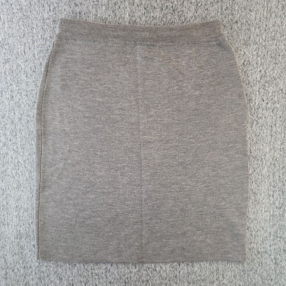 Valerie Stevens 100% Merino Wool Knit Skirt Size Large Gray Pencil Straight